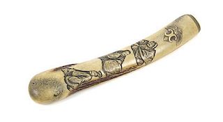 * A Japanese Stag Antler Pipe Case Length 7 3/4 inches.