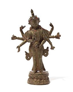 A Gilt Bronze Figure of a Bodhisattva Height 13 inches.