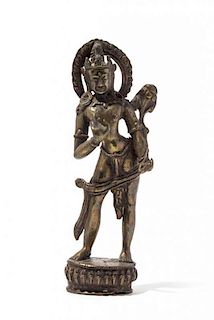 A Gilt Bronze Figure of a Bodhisattva Height 8 inches.
