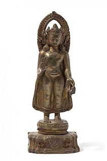 A Gilt Bronze Figure of a Bodhisattva Height 10 1/8 inches.