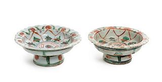 * Two Benjarong Stem Dishes Height 1 1/2 inches.