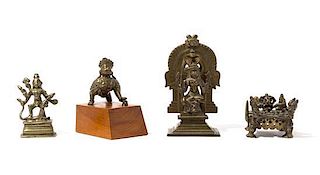 Four Indian Bronze Figures of Deities Height of tallest 6 1/2 inches.