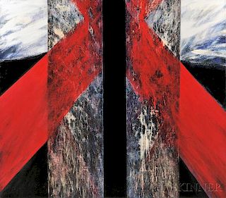 Irene Valincius (German/American, b. 1948)      Abstract (Red and Black)