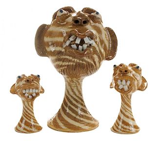 Three Charles Lisk Wig Stands