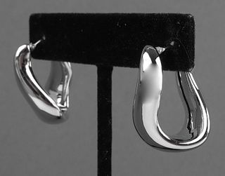 Milor Designer 14K White Gold Sculptural Earrings