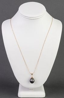 14K Yellow Gold South Sea Teardrop Pearl Necklace