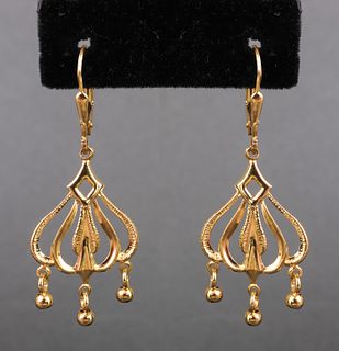 Modern Italian 14K Yellow Gold Chandelier Earrings