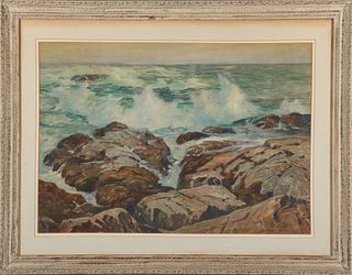 Alexander Bower "Rocky Coastline" Watercolor