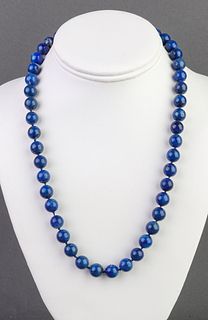 Lapis Lazuli Beaded Necklace with Gold-Tone Clasp