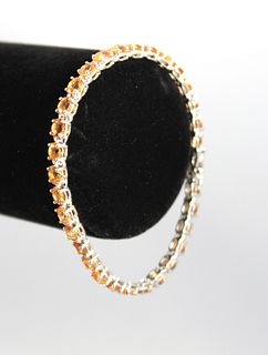 Modern 14K White Gold Mandarin Garnet Bracelet