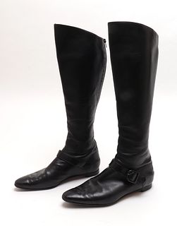 Manolo Blahnik Leather Knee-High Boots, Size 38