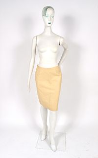 Prada Designer Leather Pencil Skirt