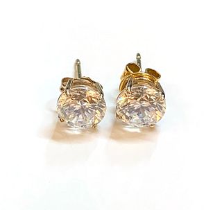 14K White Gold CZ Stud Earrings
