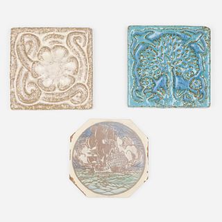 Marblehead Pottery, trivet tiles, set of three