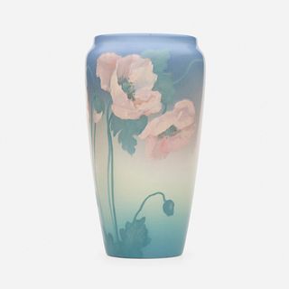 Edward Diers for Rookwood Pottery, Vellum vase with poppies