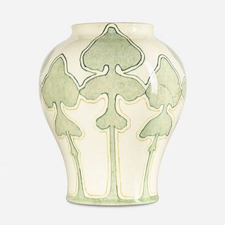Katherine Kopman for Newcomb College Pottery, Early vase with stylized leaves