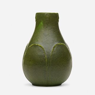 Grueby Faience Company, vase with leaves and buds