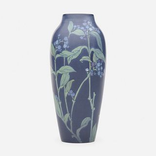 Lorinda Epply for Rookwood Pottery, Vellum vase with blueberries