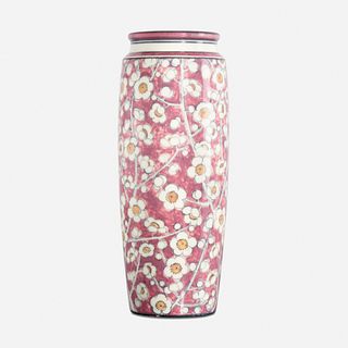 Kataro Shirayamadani for Rookwood Pottery, Ivory Jewel Porcelain vase with prunus blossoms