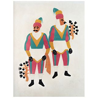 CARLOS MÉRIDA, Dos hombres de Ocotoxco vestidos de moros, from the binder Carnival in Mexico, 1940.                                 