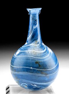 Roman Marbled Glass Bottle - Beautiful Blue Hues!