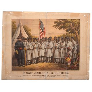 Come and Join Us Brothers, Very Rare Civil War Colored Troops Recruitment Broadside