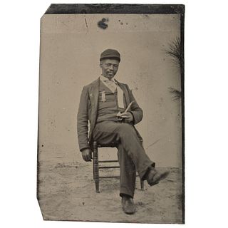 Tintype of Tentatively Identified African American Civil War Veteran, Plus