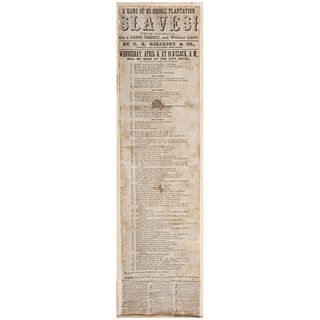 New Orleans Broadside Promoting Sale of Enslaved African Americans, Ca 1850s