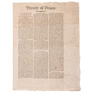 Scarce War of 1812 Treaty of Peace, New Hampshire, 1815