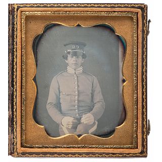 Exceptionally Clear Sixth Plate Daguerreotype of Young Military Cadet