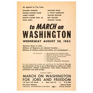 March on Washington for Jobs and Freedom, Printed Ephemera Including Promotional Handbill and Program, 1963