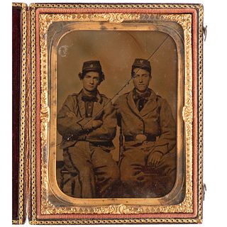Quarter Plate Ambrotype of Confederate Pards from the Crescent Regiment, New Orleans, Incl. William H. Meeker, KIA Shiloh
