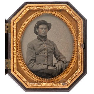 Sixth Plate Octagonal Ambrotype of Confederate Soldier from Georgia