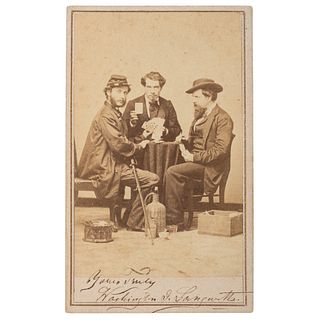 CDV of Trio Playing a Game of Cards, Incl. Union Soldier
