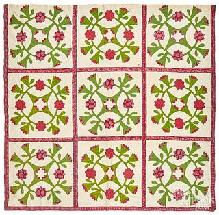 Cactus Rose appliqué quilt, late 19th c.