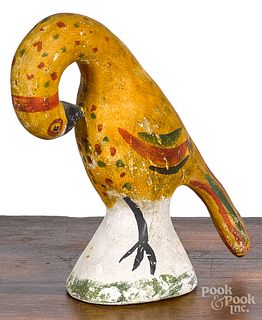 Pennsylvania chalkware preening bird, 19th c.