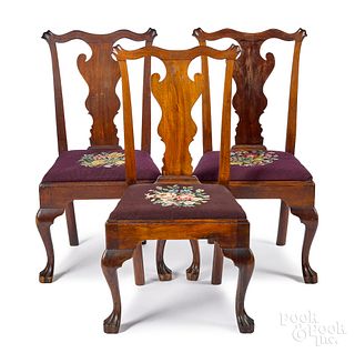 Three Pennsylvania Queen Anne walnut dining chair