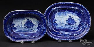 Historical blue Staffordshire platter and dish