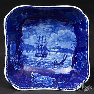 Historical blue Staffordshire open serving dish