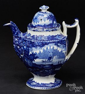 Historical blue Staffordshire coffee pot