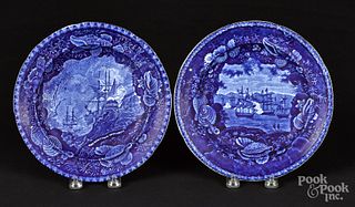 Two Historical blue Staffordshire plates