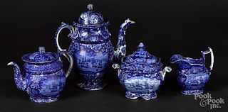 Historical blue Staffordshire coffee pot