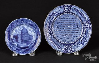 Two Historical blue Staffordshire toddy plates
