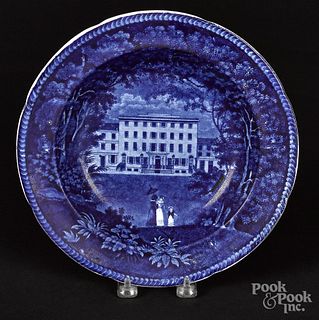 Historical blue Staffordshire shallow bowl
