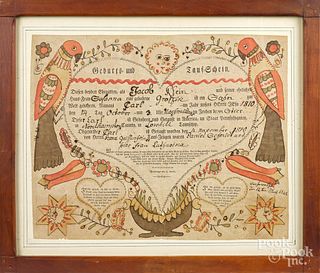 Friedrich Krebs birth and baptismal certificate