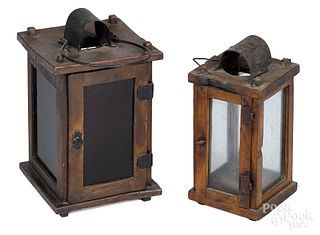 Two primitive wood lanterns, 19th c.