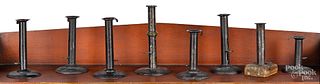 Eight hogscraper candlesticks, 19th c.