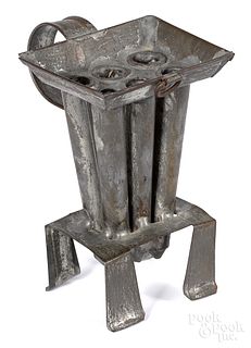 Tin footed taperstick mold, 19th c.