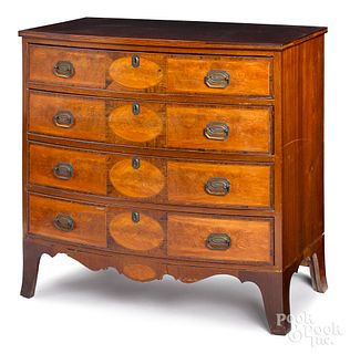 New England Federal bowfront chest of drawers