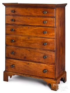 New England Chippendale maple tall chest